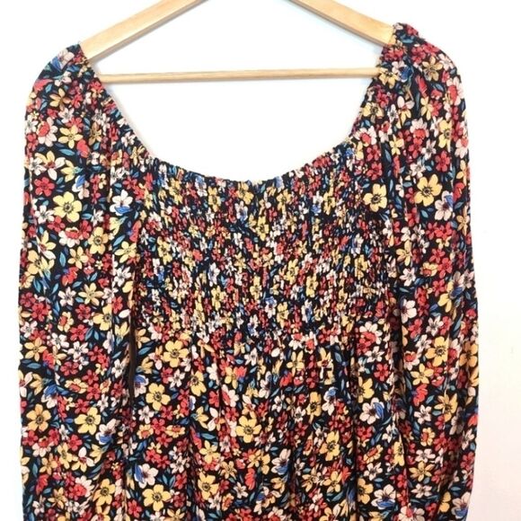 NWT Lost + Wonder Floral Paradise Valley Puff Sleeves Smocked Midi Dress SZ XL - Picture 6 of 7